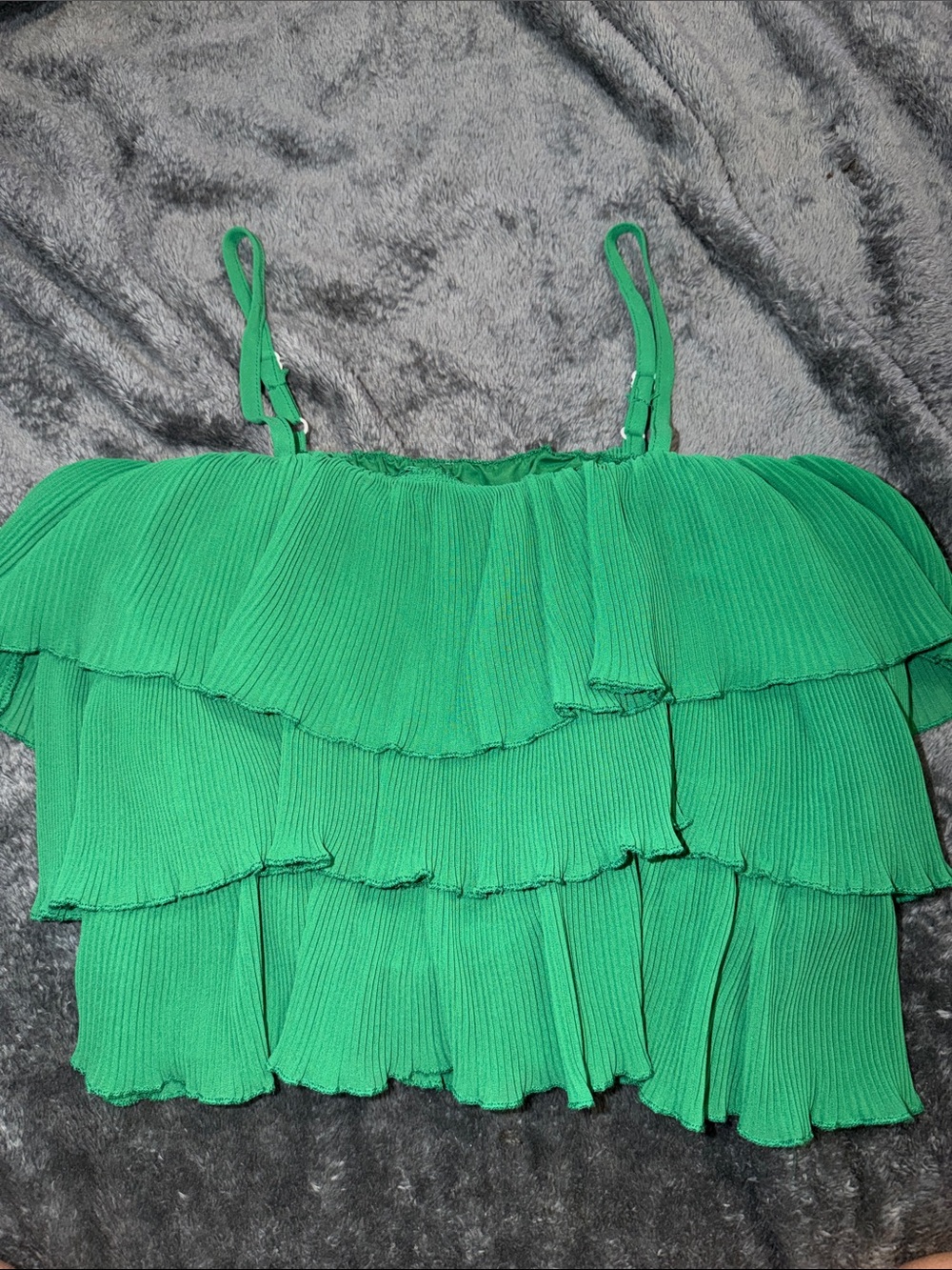 SHEIN Emerald Green Ruffled Tiered Cami